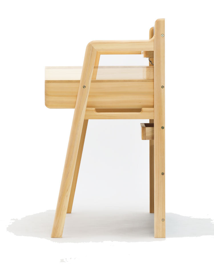 デスク 幅100×奥行55cm 木製 ヒノキ材 学習デスク 勉強机 コンパクト リビング 子供部屋 引き出し付き 子供 子ども キッズ おしゃれ 男の子 女の子 小学生 中学生(代引不可)