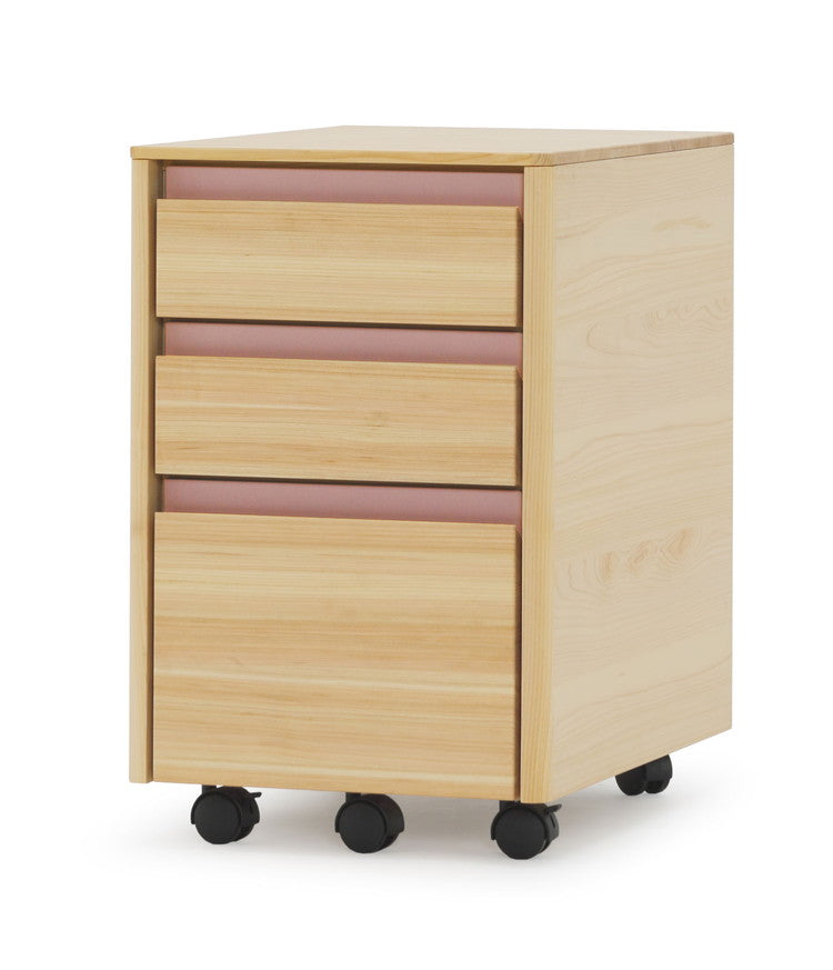 ワゴン 幅35×奥行49.5cm 木製 ヒノキ材 学習デスク 勉強机 コンパクト リビング 子供部屋 引き出し付き 子供 子ども キッズ おしゃれ 男の子 女の子 小学生 中学生(代引不可)