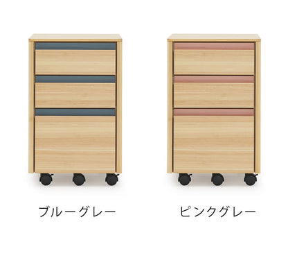 ワゴン 幅35×奥行49.5cm 木製 ヒノキ材 学習デスク 勉強机 コンパクト リビング 子供部屋 引き出し付き 子供 子ども キッズ おしゃれ 男の子 女の子 小学生 中学生(代引不可)