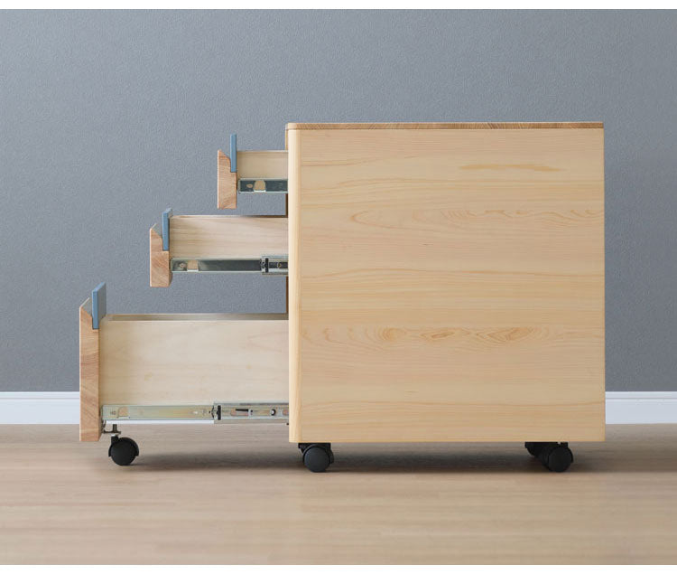 ワゴン 幅35×奥行49.5cm 木製 ヒノキ材 学習デスク 勉強机 コンパクト リビング 子供部屋 引き出し付き 子供 子ども キッズ おしゃれ 男の子 女の子 小学生 中学生(代引不可)