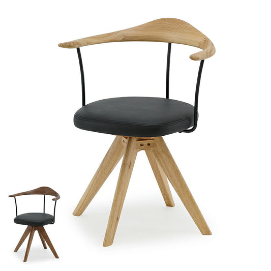 回転チェア ダイニングチェア おしゃれ 椅子 木製 レザー張地 肘付き リビング ダイニング いす イス 回転椅子 食卓 一人用 リモートワーク 在宅勤務(代引不可)