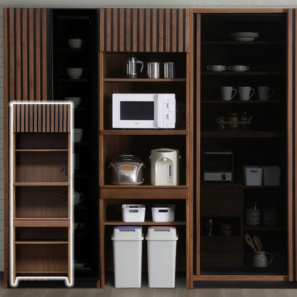 レンジボード レンジ台 完成品 幅62 奥行51 高さ196 ハイタイプ 開梱設置無料 食器棚 ウォールナット 天然木 おしゃれ 大容量 キッチン 収納 ブラックガラス リンク(代引不可)