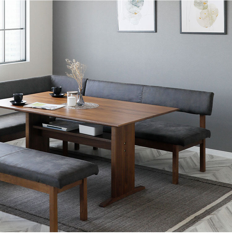 ダイニングチェア 幅150cm 背もたれ付き 長椅子 座面高43.5cm 木製 ファブリック ヴィンテージ風 おしゃれ チェア リビング ダイニング 椅子(代引不可)