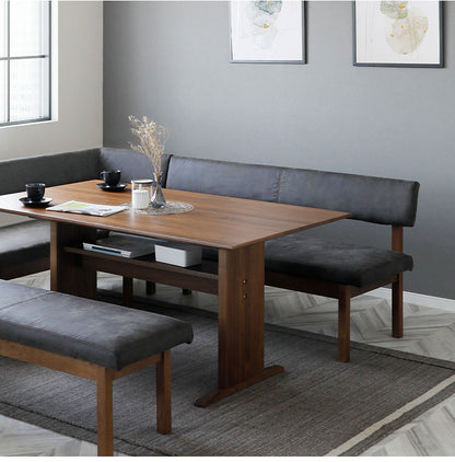 ダイニングチェア 幅150cm 背もたれ付き 長椅子 座面高43.5cm 木製 ファブリック ヴィンテージ風 おしゃれ チェア リビング ダイニング 椅子(代引不可)