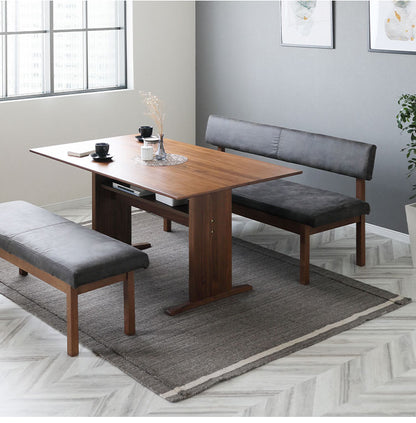 ダイニングチェア 幅150cm 背もたれ付き 長椅子 座面高43.5cm 木製 ファブリック ヴィンテージ風 おしゃれ チェア リビング ダイニング 椅子(代引不可)