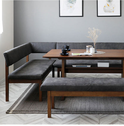 ダイニングチェア カウチ 幅156.5cm 背もたれ付き 木製 ファブリック 座面高43.5cm ヴィンテージ風 おしゃれ 長椅子 チェア リビング ダイニング(代引不可)