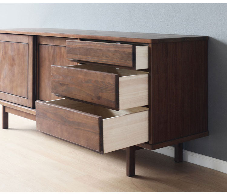 キャビネット 幅141cm サイドボード 脚付き パイン材 ウォールナット 桐 天然木 ヴィンテージ ラック 収納 棚 大容量 コンパクト おしゃれ リビング ダイニング スリム(代引不可)