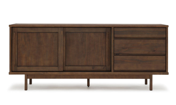 キャビネット 幅161cm サイドボード 脚付き パイン材 ウォールナット 桐 天然木 ヴィンテージ ラック 収納 棚 大容量 コンパクト おしゃれ リビング ダイニング スリム(代引不可)