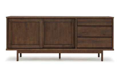 キャビネット 幅161cm サイドボード 脚付き パイン材 ウォールナット 桐 天然木 ヴィンテージ ラック 収納 棚 大容量 コンパクト おしゃれ リビング ダイニング スリム(代引不可)