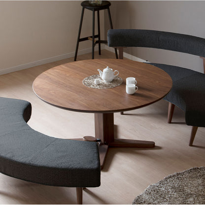 昇降テーブル 円形テーブル 幅120 高さ56.5~70.5cm 昇降式 無段階調整 オーク ウォールナット アイアン脚 北欧 カフェテーブル 伸縮 リフティングテーブル おしゃれ リビング ダイニング 丸テーブル(代引不可)