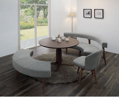 ダイニングセット 4点セット 昇降テーブル 回転チェア ラウンドベンチ ラウンドチェア リビング ダイニング カフェテーブル 円形 丸テーブル おしゃれ 新生活(代引不可)