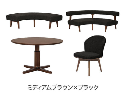 ダイニングセット 4点セット 昇降テーブル 回転チェア ラウンドベンチ ラウンドチェア リビング ダイニング カフェテーブル 円形 丸テーブル おしゃれ 新生活(代引不可)