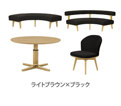 ダイニングセット 4点セット 昇降テーブル 回転チェア ラウンドベンチ ラウンドチェア リビング ダイニング カフェテーブル 円形 丸テーブル おしゃれ 新生活(代引不可)