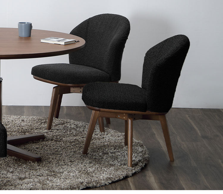 ダイニングチェア 回転チェア 背もたれ付き 座面高43cm ファブリック 木製 モダン 北欧 おしゃれ チェア 回転椅子 リビング ダイニング ラウンジ(代引不可)