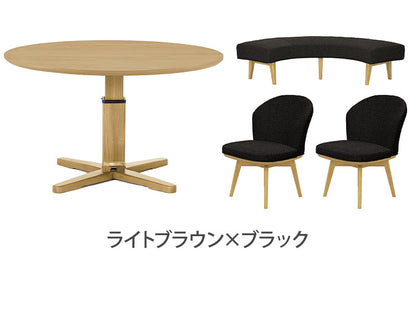 ダイニングセット 4点セット 昇降テーブル 回転チェア2脚 ラウンドベンチ リビング ダイニング カフェテーブル 円形 丸テーブル おしゃれ 新生活(代引不可)