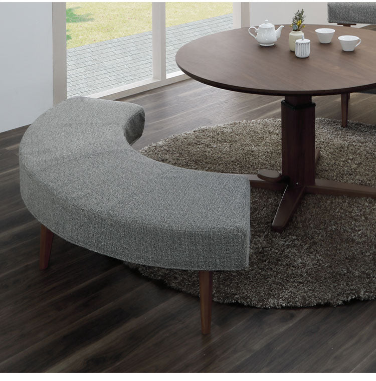 ラウンドベンチ 2~3人掛け 座面高41.5cm 円形 背もたれ付き 木脚 ファブリック 木製 ラウンドチェア ベンチ モダン おしゃれ リビング ダイニング ラウンジ 丸テーブル(代引不可)