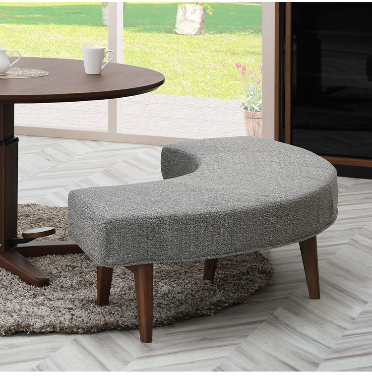 ラウンドベンチ 2~3人掛け 座面高41.5cm 円形 背もたれ付き 木脚 ファブリック 木製 ラウンドチェア ベンチ モダン おしゃれ リビング ダイニング ラウンジ 丸テーブル(代引不可)