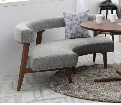 ラウンドソファ 2~3人掛け 座面高41.5cm 円形 背もたれ付き 木脚 ファブリック 木製 ラウンドチェア ソファ モダン おしゃれ リビング ダイニング ラウンジ 丸テーブル(代引不可)