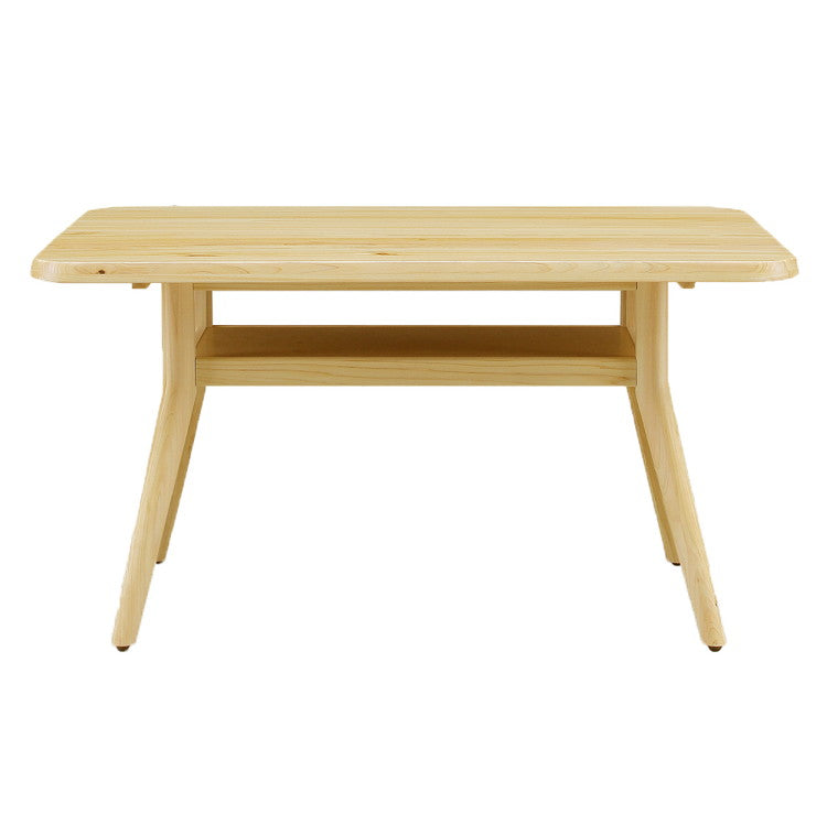 ダイニングテーブル 単品 幅130 檜無垢材 天然木 ヒノキ ナチュラル 棚付き ダイニング 食卓テーブル 北欧 おしゃれ(代引不可)