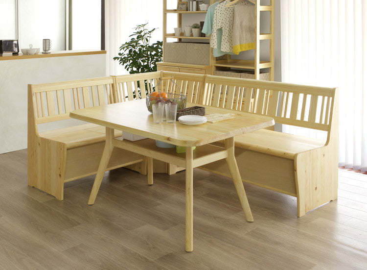 ダイニングセット 4人用 L字ダイニングセット 幅130 収納付き 檜無垢材 天然木 ヒノキ ナチュラル 棚付き 食卓テーブル 食卓セット 北欧 おしゃれ(代引不可)