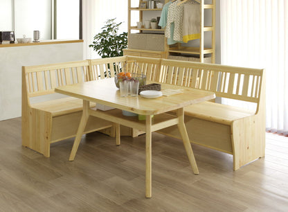 ダイニングセット 4人用 L字ダイニングセット 幅130 収納付き 檜無垢材 天然木 ヒノキ ナチュラル 棚付き 食卓テーブル 食卓セット 北欧 おしゃれ(代引不可)