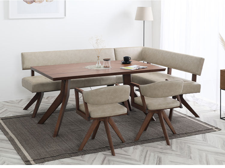 ダイニング 5点セット 150cmテーブル 150cmチェア 160cmカウチ 回転チェア2脚 リビング ダイニングテーブル ダイニングセット チェア 長椅子 新生活(代引不可)