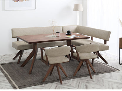 ダイニング 5点セット 150cmテーブル 150cmチェア 160cmカウチ 回転チェア2脚 リビング ダイニングテーブル ダイニングセット チェア 長椅子 新生活(代引不可)