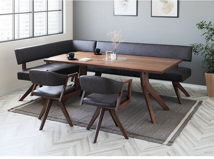 ダイニング 5点セット 150cmテーブル 150cmチェア 160cmカウチ 回転チェア2脚 リビング ダイニングテーブル ダイニングセット チェア 長椅子 新生活(代引不可)