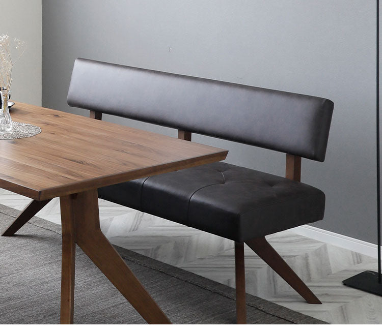 ダイニングチェア 幅150cm 背もたれ付き 座面高47cm 木脚 木製 PVC 食卓椅子 シンプル ナチュラル おしゃれ ウォールナット オーク 長椅子 ソファ リビング ダイニング 椅子 チェア(代引不可)