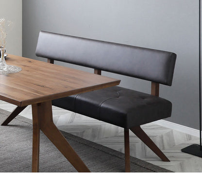 ダイニングチェア 幅150cm 背もたれ付き 座面高47cm 木脚 木製 PVC 食卓椅子 シンプル ナチュラル おしゃれ ウォールナット オーク 長椅子 ソファ リビング ダイニング 椅子 チェア(代引不可)