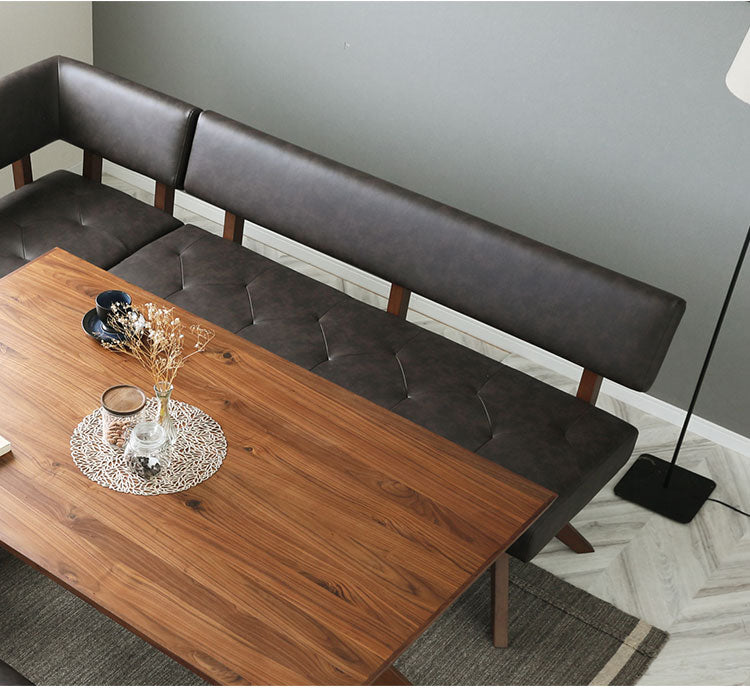 ダイニングチェア 幅150cm 背もたれ付き 座面高47cm 木脚 木製 PVC 食卓椅子 シンプル ナチュラル おしゃれ ウォールナット オーク 長椅子 ソファ リビング ダイニング 椅子 チェア(代引不可)