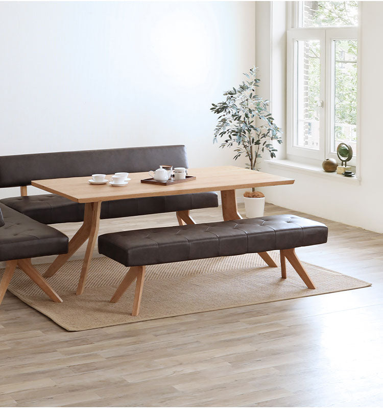 ダイニングベンチ 幅160cm 2人掛け 座面高47cm 木製 PVC ナチュラル シンプル おしゃれ ウォールナット オーク ベンチ 長椅子 リビング ダイニング ポケットコイル チェア(代引不可)