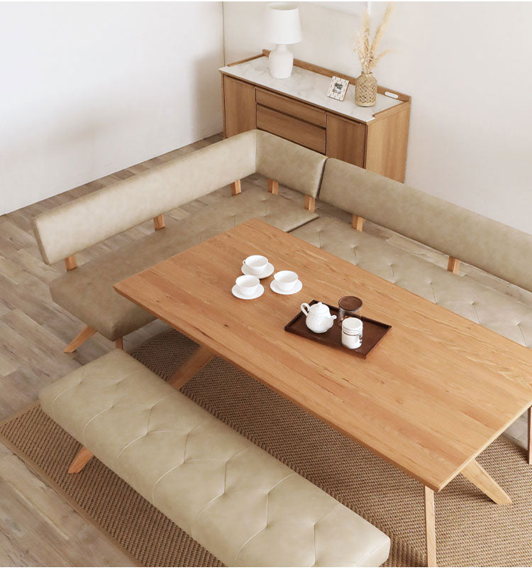 ダイニングカウチ 幅160cm 座面高47cm ダイニングチェア L字型 角あり 木脚 木製 PVC シンプル ナチュラル おしゃれ ウォールナット オーク 長椅子 チェア リビング ダイニング 食卓椅子 チェア(代引不可)