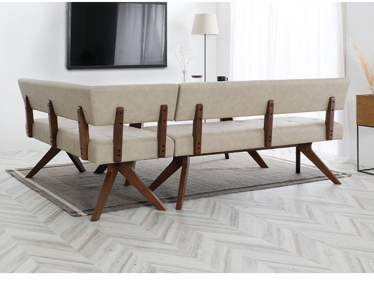 ダイニングカウチ 幅160cm 座面高47cm ダイニングチェア L字型 角あり 木脚 木製 PVC シンプル ナチュラル おしゃれ ウォールナット オーク 長椅子 チェア リビング ダイニング 食卓椅子 チェア(代引不可)