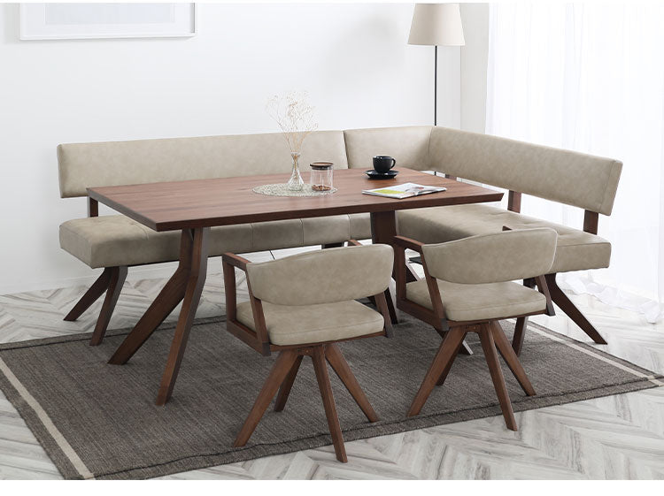 ダイニング 5点セット 180cmテーブル 180cmチェア 160cmカウチ 回転チェア2脚 リビング ダイニングテーブル ダイニングセット チェア 長椅子 新生活(代引不可)