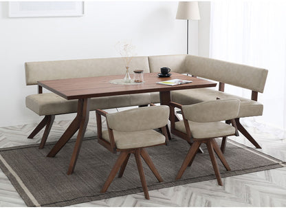 ダイニング 5点セット 180cmテーブル 180cmチェア 160cmカウチ 回転チェア2脚 リビング ダイニングテーブル ダイニングセット チェア 長椅子 新生活(代引不可)