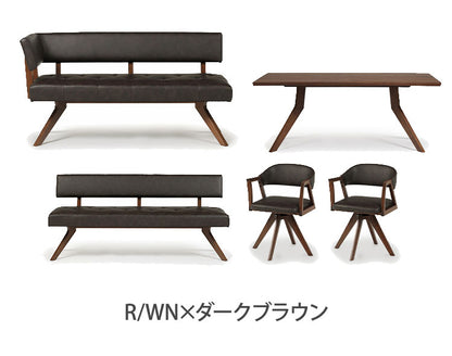 ダイニング 5点セット 180cmテーブル 180cmチェア 160cmカウチ 回転チェア2脚 リビング ダイニングテーブル ダイニングセット チェア 長椅子 新生活(代引不可)