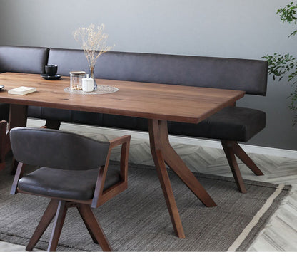 ダイニングチェア 幅180cm 背もたれ付き 座面高47cm 木脚 木製 PVC 食卓椅子 シンプル ナチュラル おしゃれ ウォールナット オーク 長椅子 ソファ リビング ダイニング 椅子 チェア(代引不可)