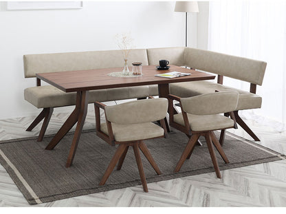 ダイニング 4点セット 180cmテーブル 回転チェア2脚 180cmチェア リビング ダイニングテーブル ダイニングチェア 長椅子 おしゃれ チェア 新生活(代引不可)