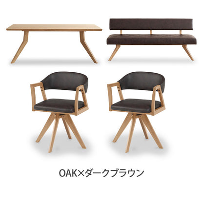 ダイニング 4点セット 180cmテーブル 回転チェア2脚 180cmチェア リビング ダイニングテーブル ダイニングチェア 長椅子 おしゃれ チェア 新生活(代引不可)