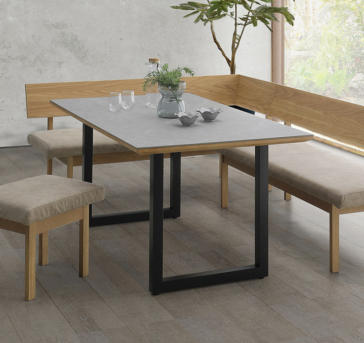 ダイニングテーブル 4人掛け 150×90cm リビングテーブル アイアン脚 脚間調節可能 モダン 北欧 おしゃれ 食卓 リビング ダイニング セラミック テーブル(代引不可)