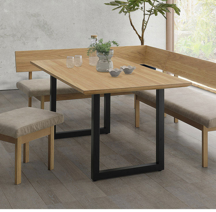 ダイニングテーブル 4人掛け 150×90cm リビングテーブル アイアン脚 脚間調節可能 モダン 北欧 おしゃれ 食卓 リビング ダイニング オーク テーブル(代引不可)