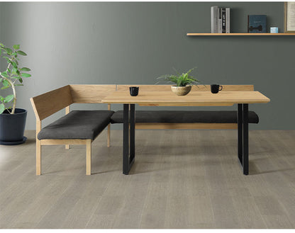 ダイニングチェア 幅160cm 座面高43cm 背もたれ付き 木脚 オーク ファブリック ヴィンテージ風 おしゃれ 長椅子 リビング ダイニング(代引不可)