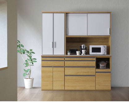 食器棚 幅120cm キッチンボード レンジボード 右開き 左開き ガラス戸 ブラウン コンパクト レンジ台 キッチンボード ダイニングボード リビング ダイニング 台所 家族 ファミリー(代引不可)