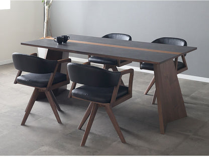 ダイニングチェア 回転チェア 座面高43.5cm 背もたれ付き 肘掛け付き 360度回転 PVCレザー 合成皮革 オーク 木製 北欧 おしゃれ モダン チェア リビング ダイニング(代引不可)