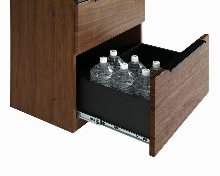 食器棚 キッチンボード 幅60 ブラックガラス 完成品 コンクリート調 スライドレール 1口コンセント付き 木目 木製 レンジ台 カップボード サイドボード おしゃれ(代引不可)