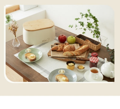 ブレッドケース 食パン入れ スチール 竹素材 フタ付き 幅33.5 奥行23.5 高さ16 蓋付き 収納 パンケース かわいい ナチュラル 北欧 調味料ラック スパイスラック 紅茶 コーヒー 収納ケース