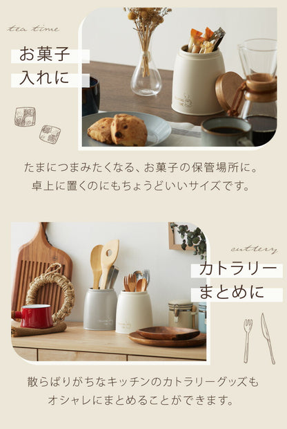 ストックケース 小物入れ スチール 竹素材 フタ付き おしゃれ 北欧 ラウンドケース 直径12.5 高さ14 コーヒー 紅茶 ストック 保存容器 収納 ストッカー 卓上整理