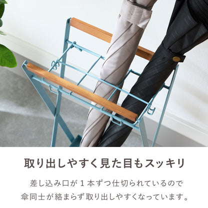 傘立て 折りたたみ コンパクト スリム ヴィンテージ風 アンティーク アイアン 折りたたみ傘 受け皿取り外し おしゃれ ラルゴ アンブレラスタンド ZK-501 玄関収納 折り畳み アンブレラホルダー