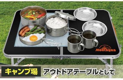 折りたたみ アルミローテーブル ブラック 60cm HAC2923 Montagna モンターナ キャンプ アウトドア BBQ ピクニック サブテーブル 簡易テーブル